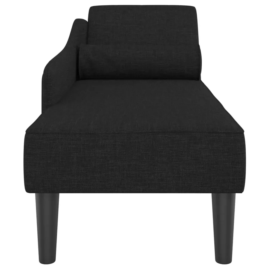 Chaise longue avec coussins noir tissu - 4