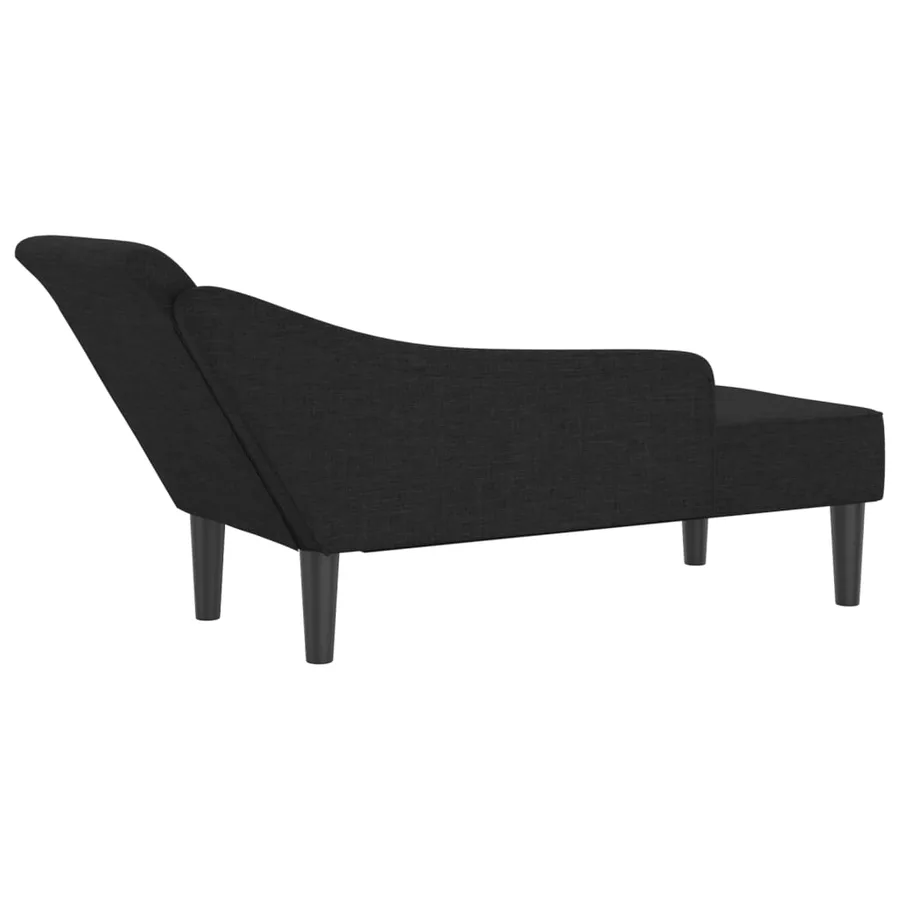 Chaise longue avec coussins noir tissu - 5