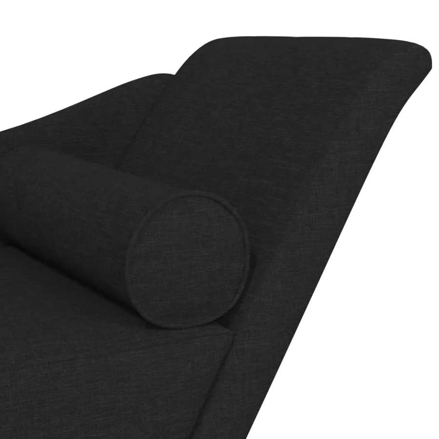 Chaise longue avec coussins noir tissu - 6
