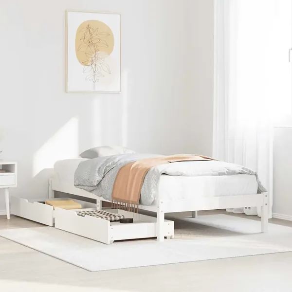 Cadre de lit sans matelas blanc 75x190 cm bois de pin massif