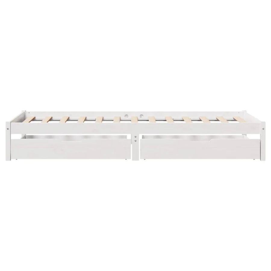 Cadre de lit sans matelas blanc 75x190 cm bois de pin massif - 5