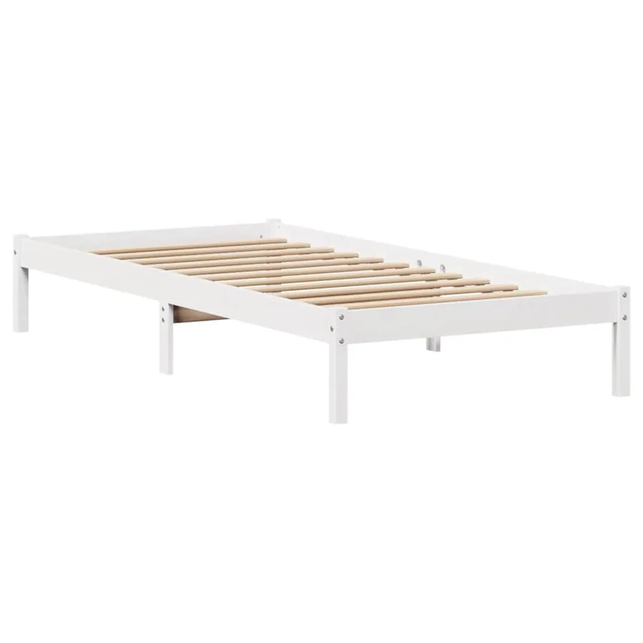 Cadre de lit sans matelas blanc 75x190 cm bois de pin massif - 7