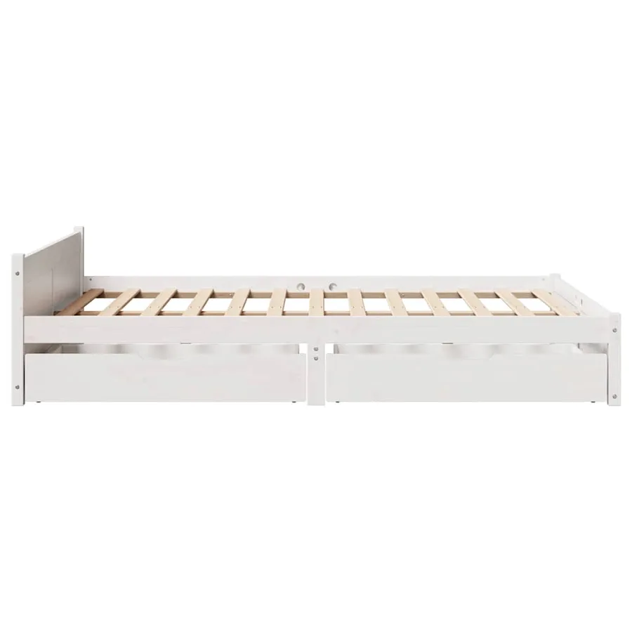 Cadre de lit sans matelas blanc 140x190 cm bois de pin massif - 7