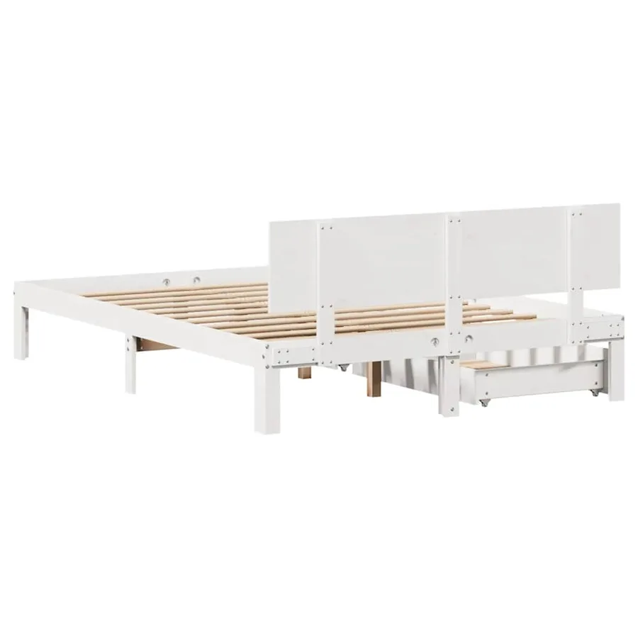Cadre de lit avec tiroirs sans matelas blanc 140x200 cm - 7