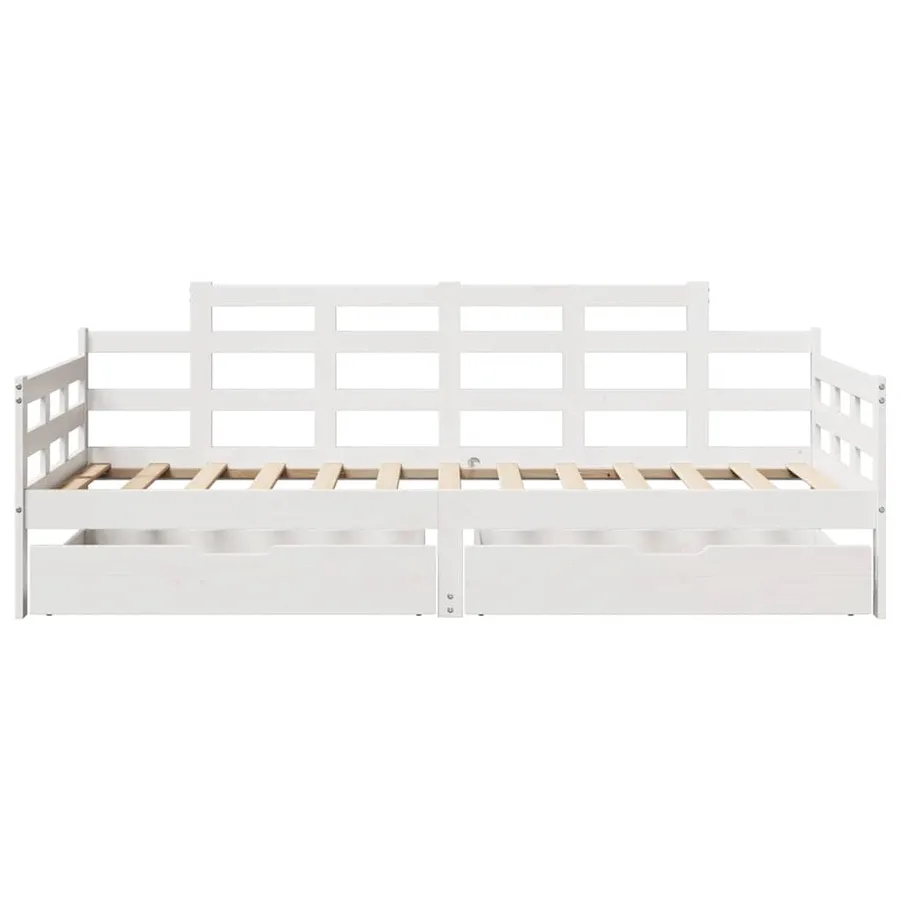 Lit de jour et tiroirs sans matelas blanc 90x190 cm bois massif - 4