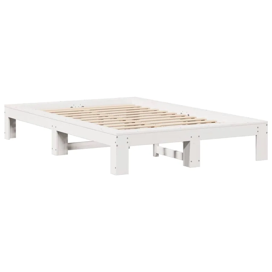 Cadre de lit sans matelas blanc 120x190 cm bois de pin massif - 5