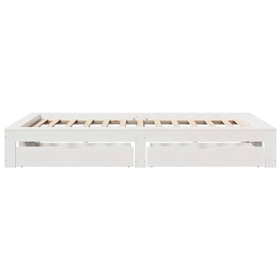 Cadre de lit sans matelas blanc 120x190 cm bois de pin massif - 7