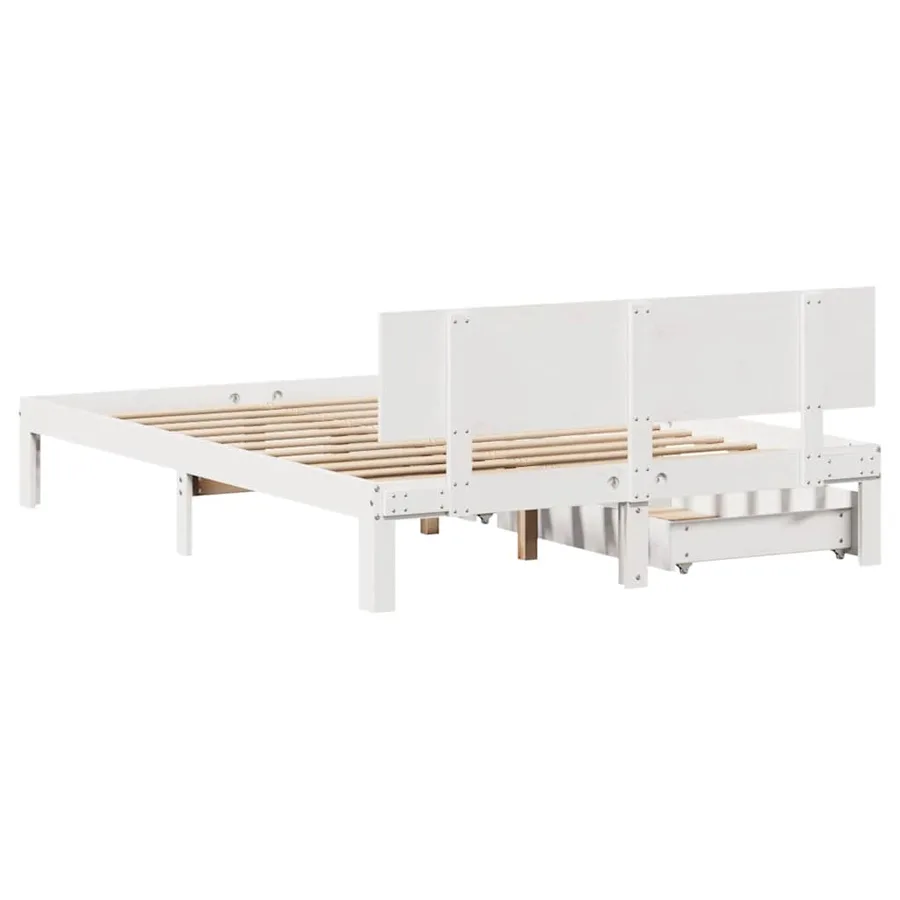 Cadre de lit avec tiroirs sans matelas blanc 150x200 cm - 7