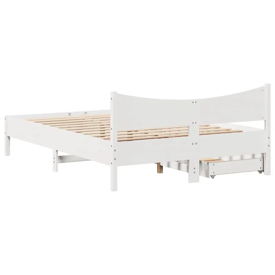 Cadre de lit avec tiroirs blanc 140x190 cm bois de pin massif - 9