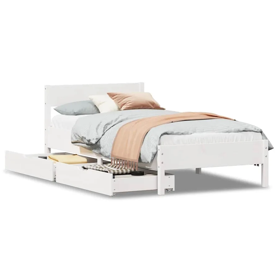 Cadre de lit sans matelas blanc 90x190 cm bois de pin massif - 2