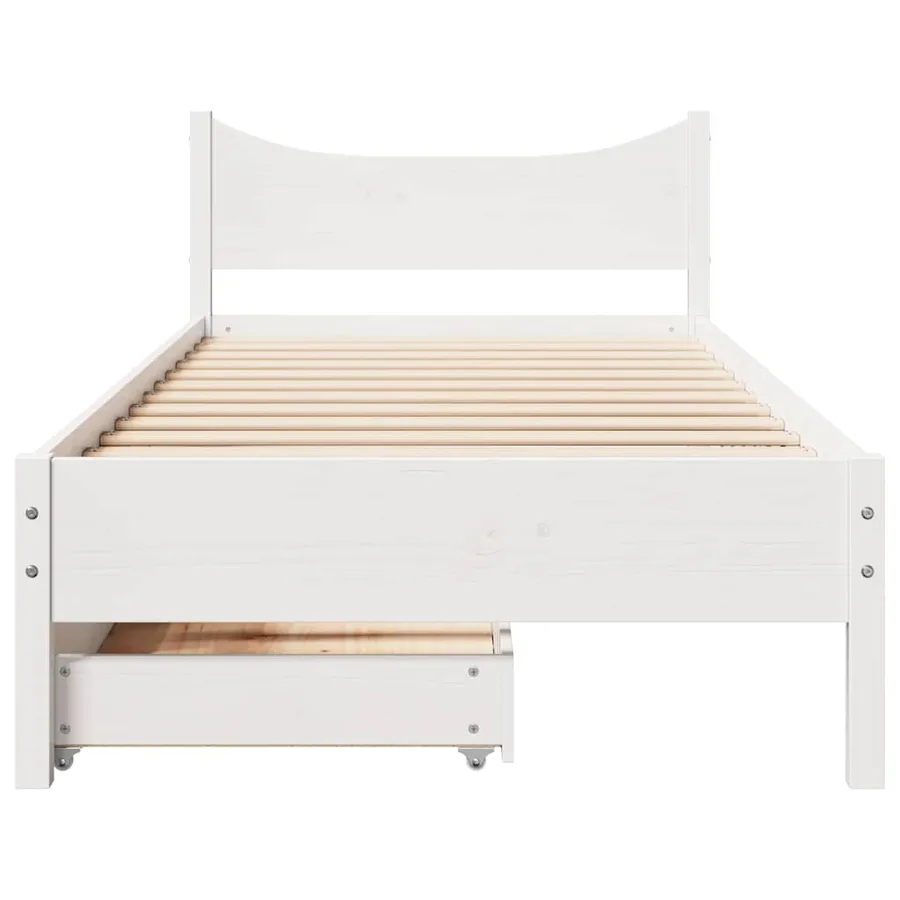 Cadre de lit avec tiroirs blanc 75x190 cm bois de pin massif - 4