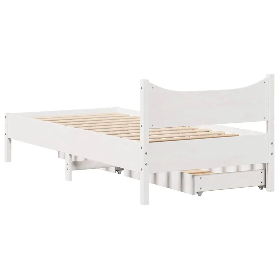 Cadre de lit avec tiroirs blanc 75x190 cm bois de pin massif - 8