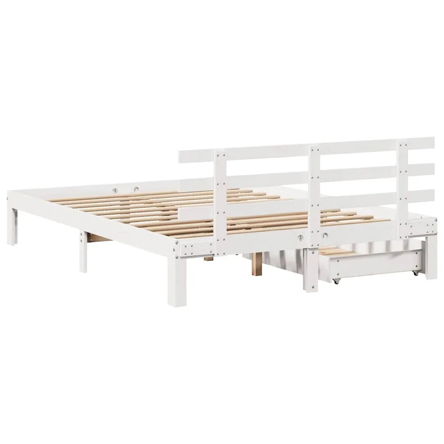 Cadre de lit avec tiroirs sans matelas blanc 160x200 cm - 6