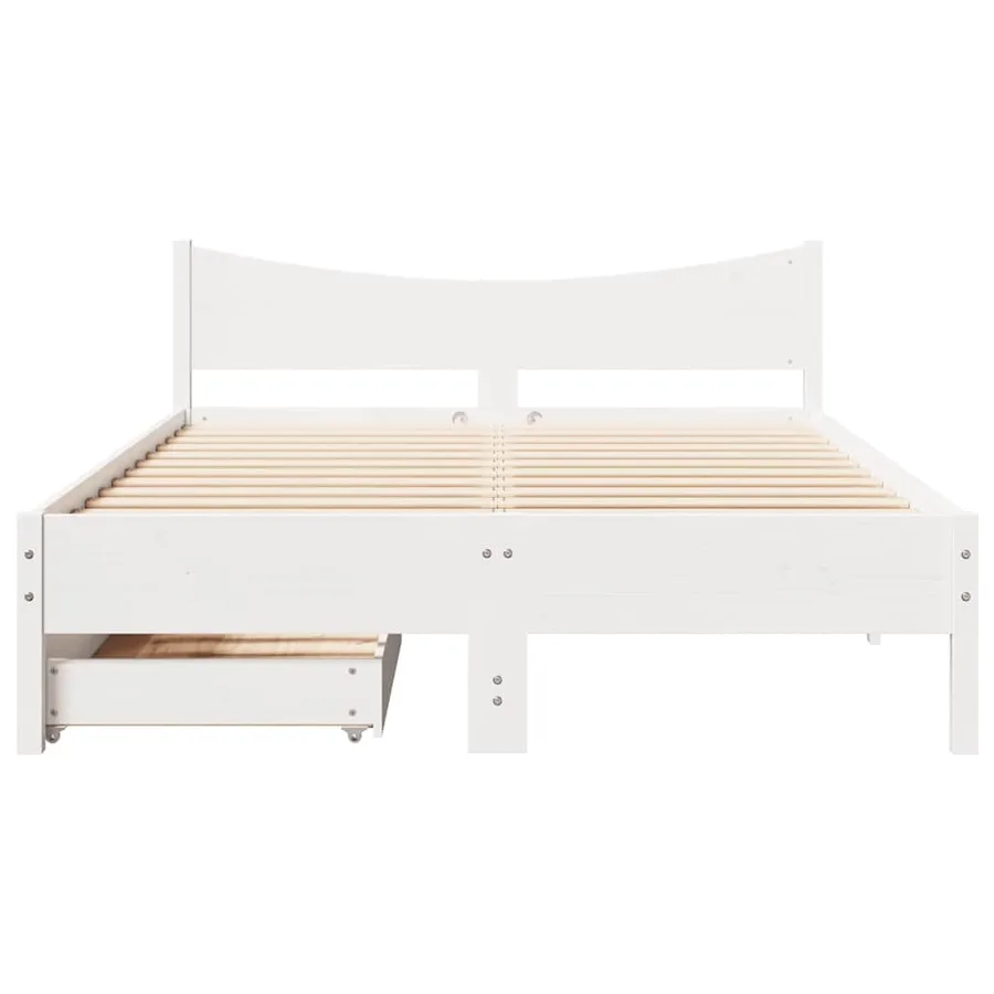 Cadre de lit avec tiroirs blanc 120x190 cm bois pin massif - 4