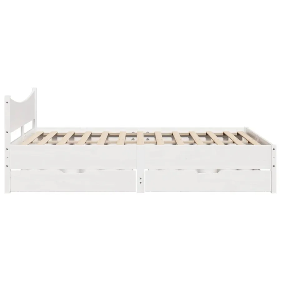 Cadre de lit avec tiroirs blanc 120x190 cm bois pin massif - 7