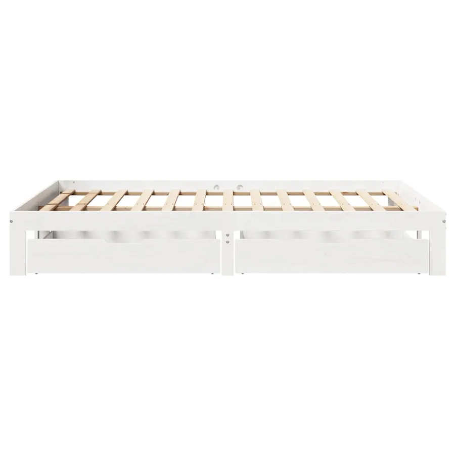 Cadre de lit avec tiroirs sans matelas blanc 160x200 cm - 7