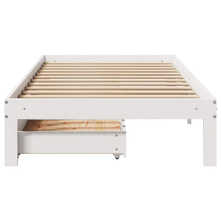 Cadre de lit avec tiroirs sans matelas blanc 100x200 cm - 4