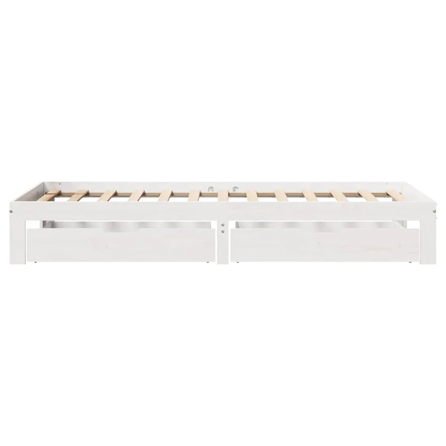Cadre de lit avec tiroirs sans matelas blanc 100x200 cm - 7