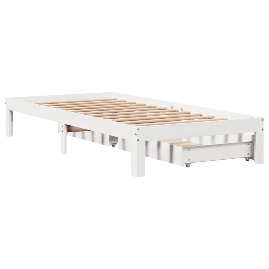 Cadre de lit avec tiroirs sans matelas blanc 100x200 cm - 8