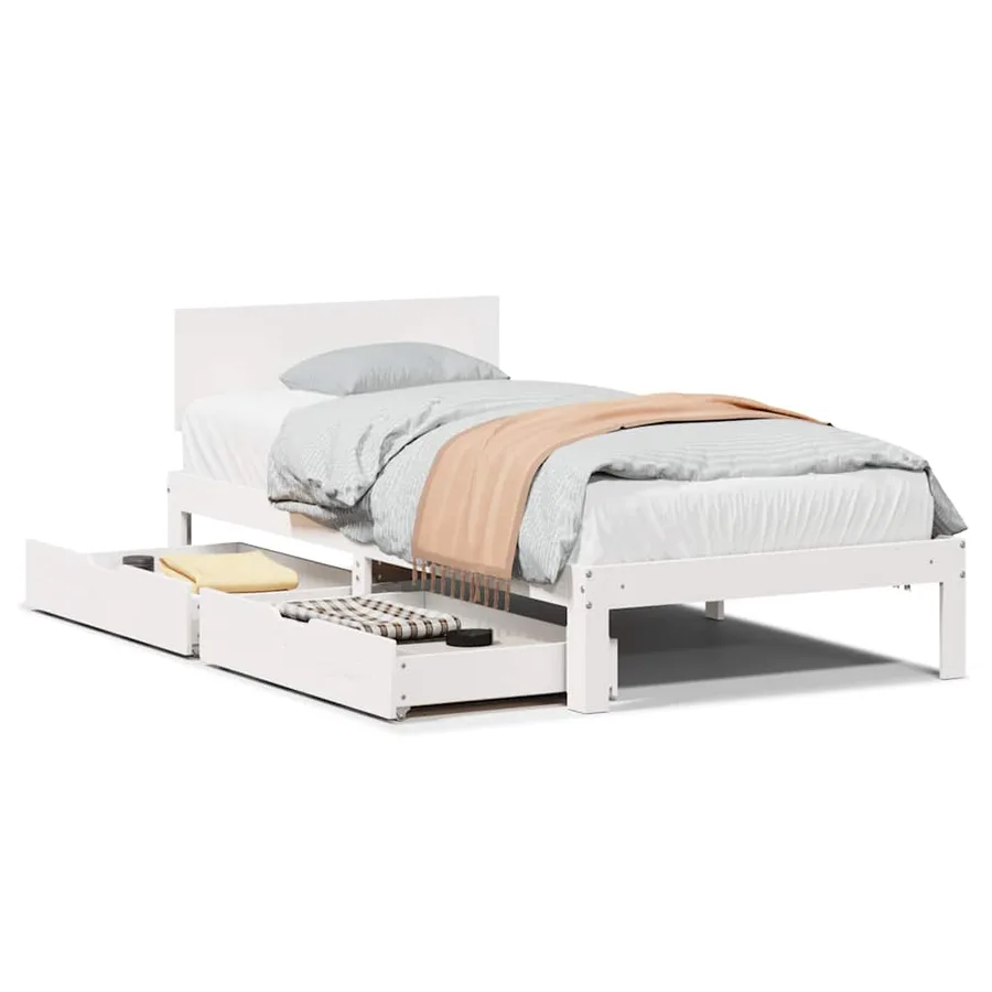 Cadre de lit avec tiroirs sans matelas blanc 90x200 cm - 2