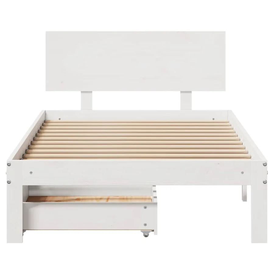 Cadre de lit avec tiroirs sans matelas blanc 90x200 cm - 4
