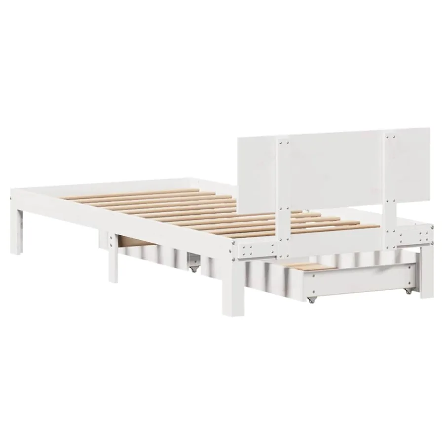 Cadre de lit avec tiroirs sans matelas blanc 90x200 cm - 7