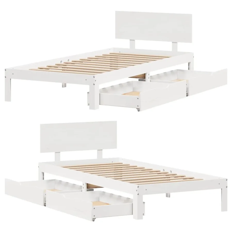 Cadre de lit avec tiroirs sans matelas blanc 90x200 cm - 9