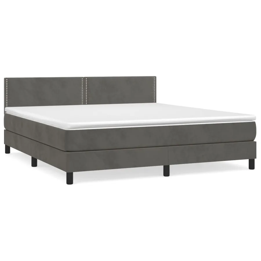Sommier à lattes de lit et matelas Gris foncé 180x200cm Velours - 2