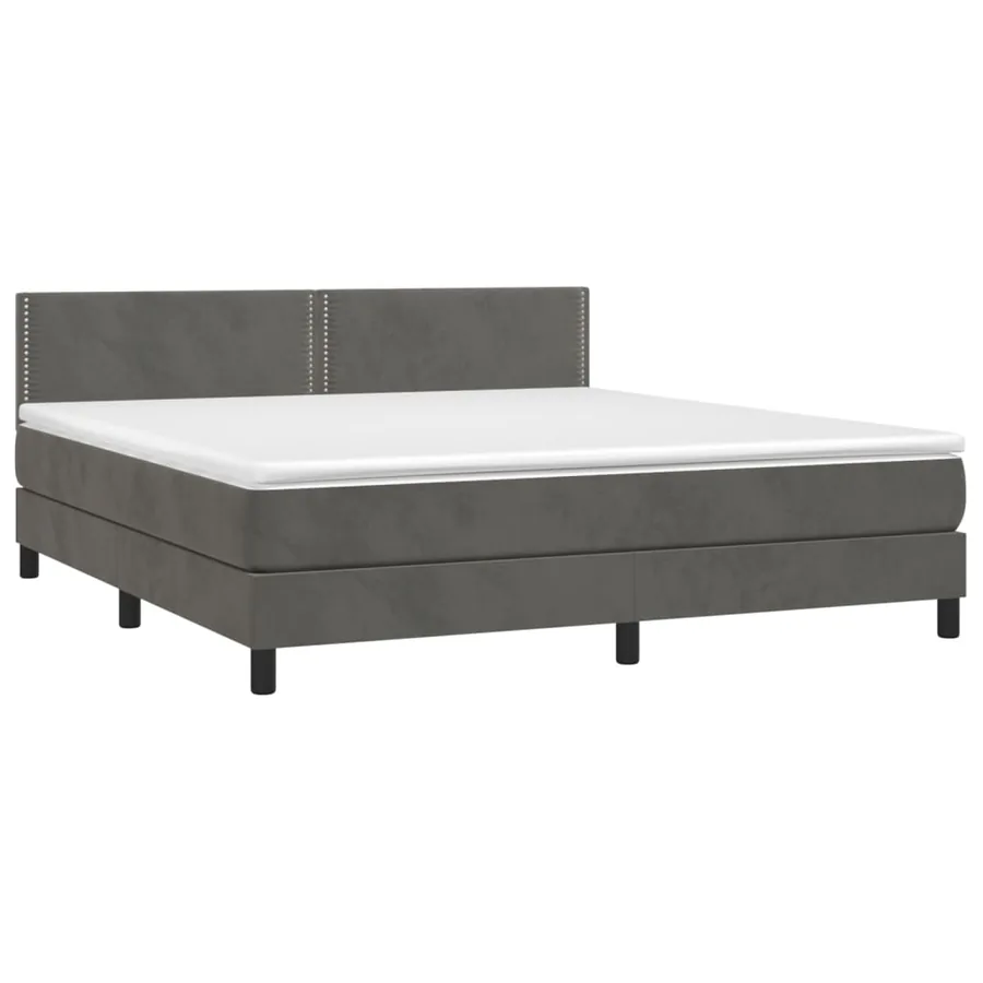 Sommier à lattes de lit et matelas Gris foncé 180x200cm Velours - 3