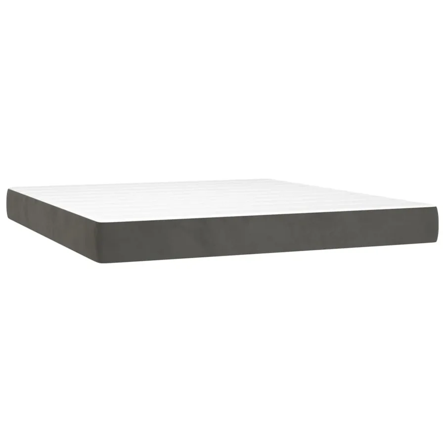 Sommier à lattes de lit et matelas Gris foncé 180x200cm Velours - 5