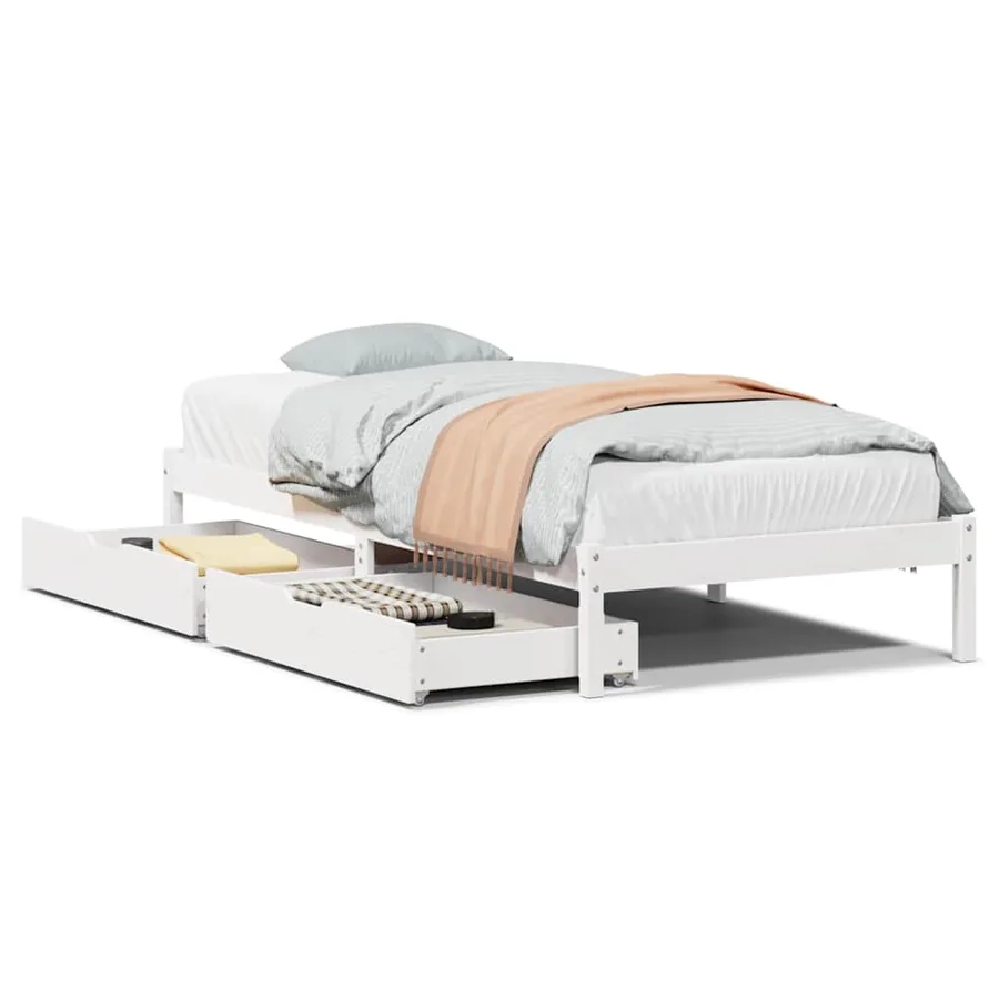 Cadre de lit sans matelas blanc 90x190 cm bois de pin massif - 2