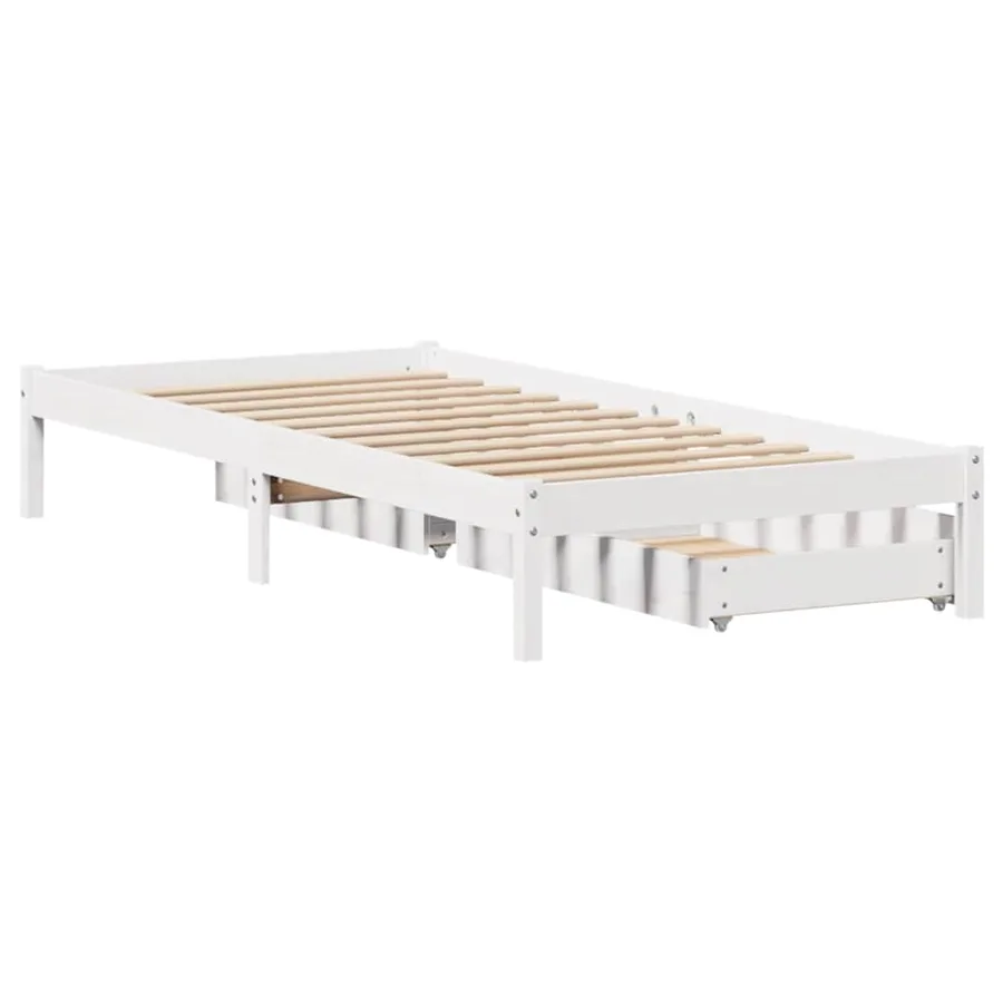 Cadre de lit sans matelas blanc 90x190 cm bois de pin massif - 6
