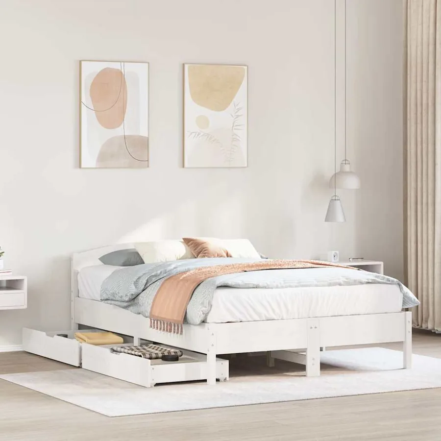 Cadre de lit sans matelas blanc 120x190 cm bois de pin massif