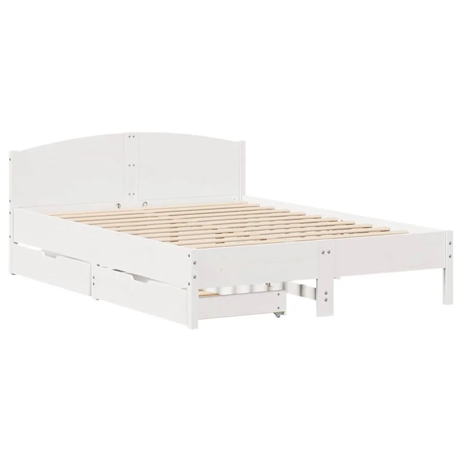 Cadre de lit sans matelas blanc 120x190 cm bois de pin massif - 3