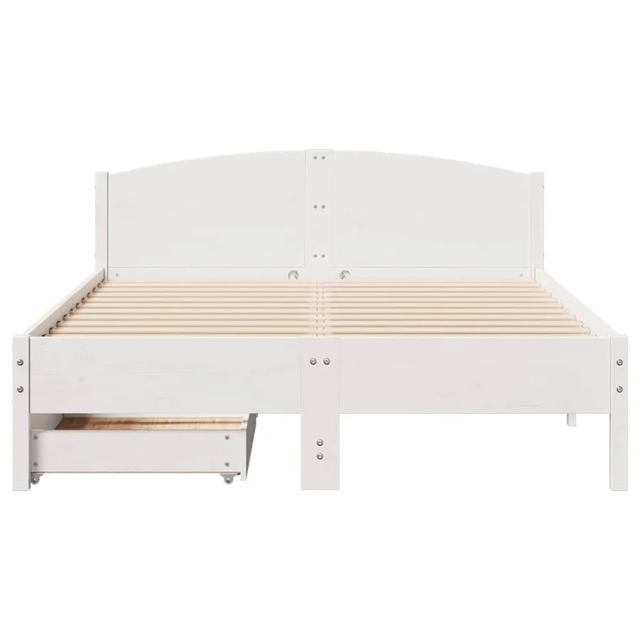 Cadre de lit sans matelas blanc 120x190 cm bois de pin massif - 4