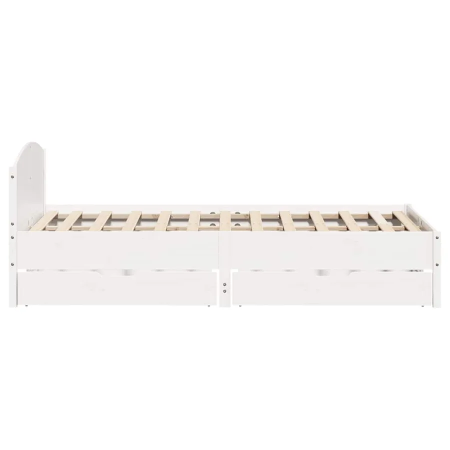 Cadre de lit sans matelas blanc 120x190 cm bois de pin massif - 7
