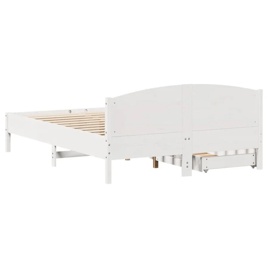 Cadre de lit sans matelas blanc 120x190 cm bois de pin massif - 8