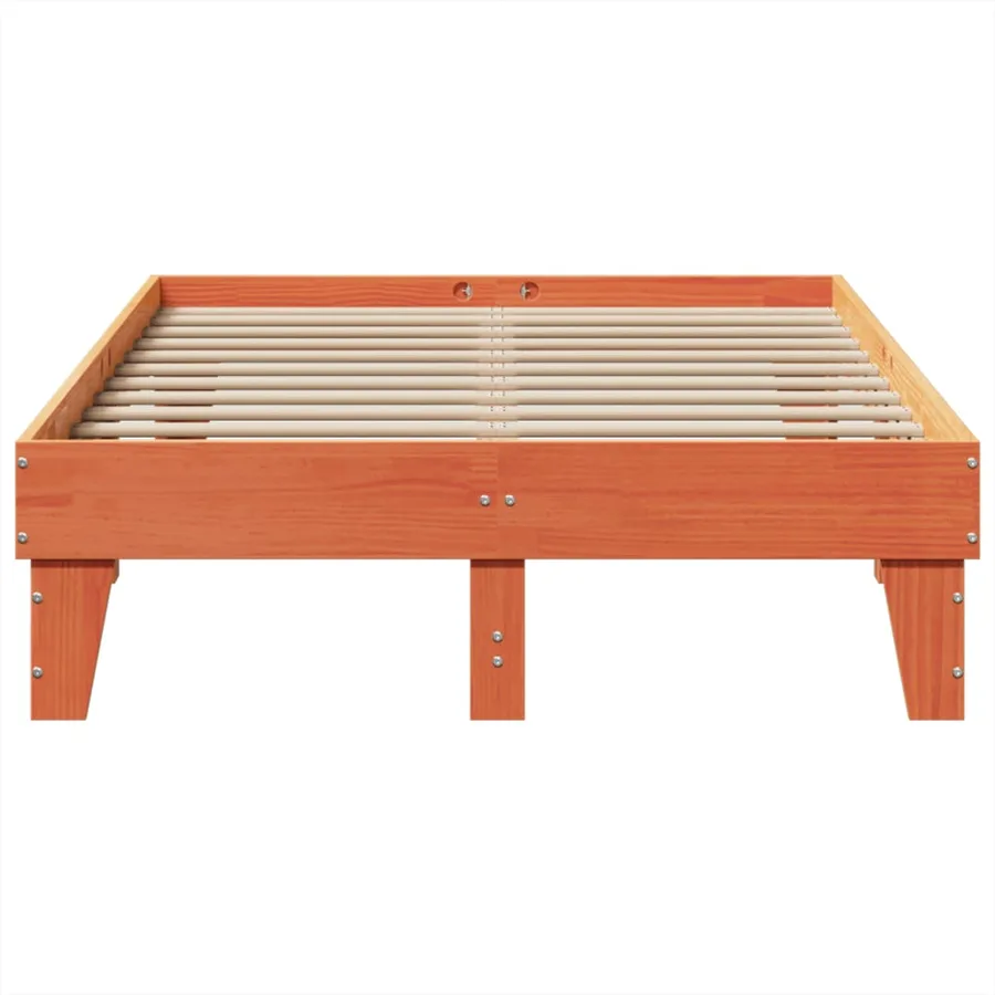 Cadre de lit sans matelas cire marron 135x190cm bois pin massif - 4