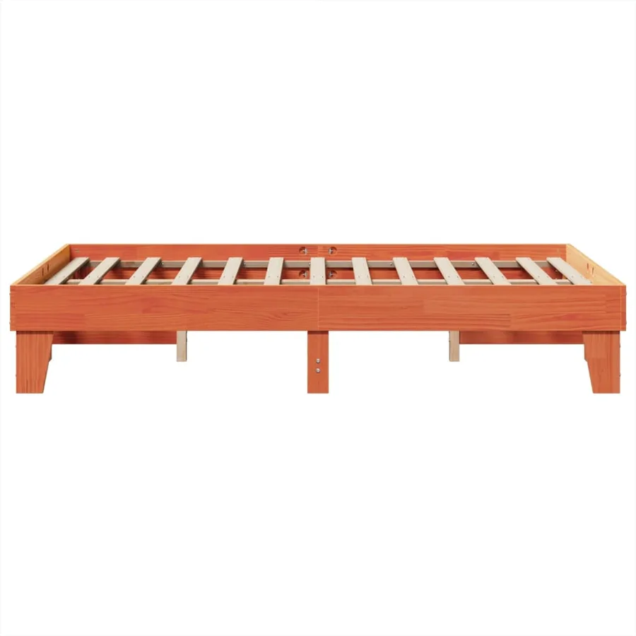 Cadre de lit sans matelas cire marron 135x190cm bois pin massif - 5