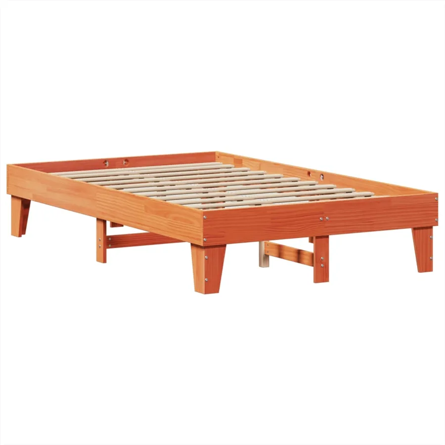 Cadre de lit sans matelas cire marron 135x190cm bois pin massif - 6