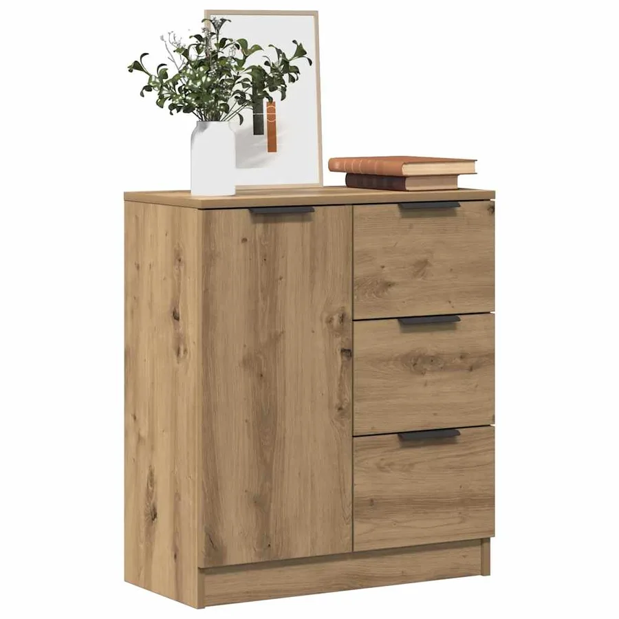 Buffet chêne artisanal 60x30x70 cm bois d'ingénierie - 3