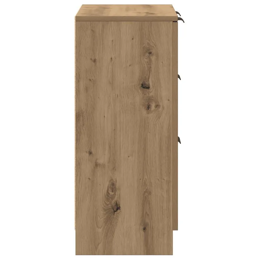 Buffet chêne artisanal 60x30x70 cm bois d'ingénierie - 5