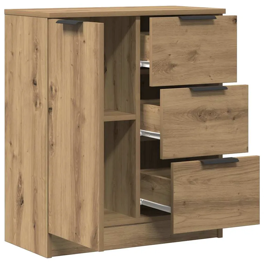 Buffet chêne artisanal 60x30x70 cm bois d'ingénierie - 7