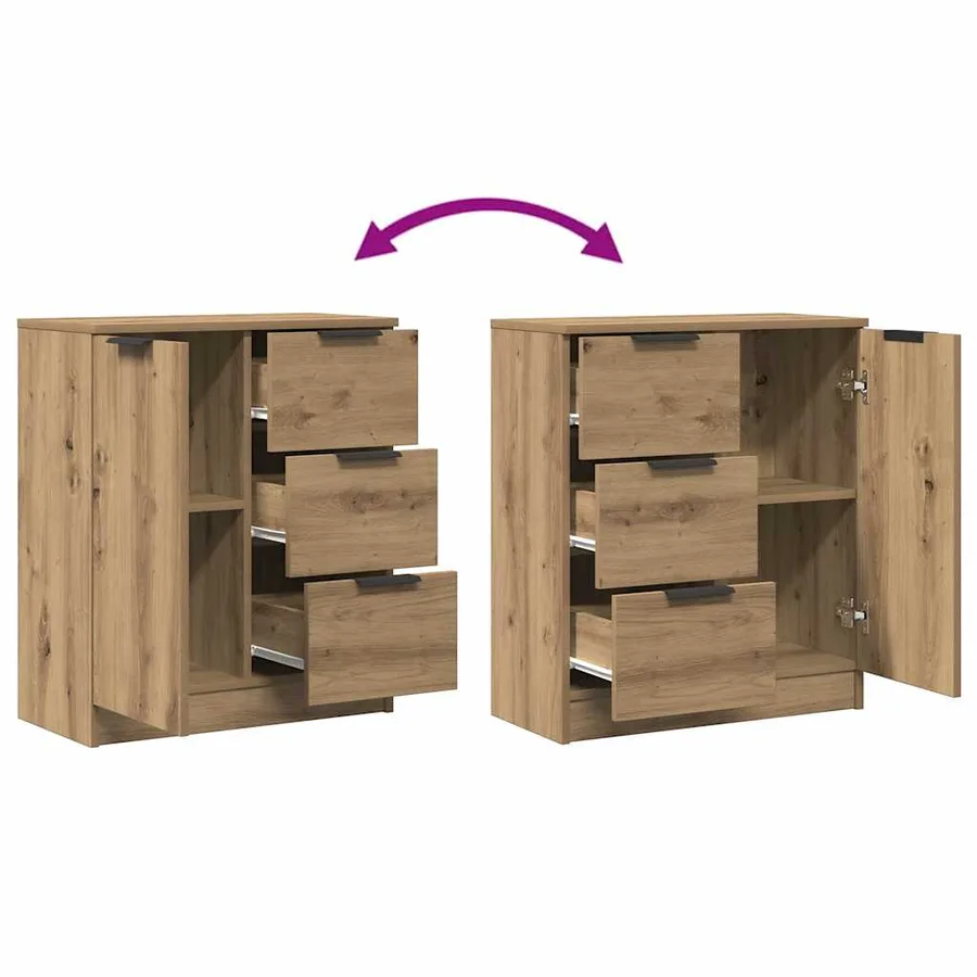 Buffet chêne artisanal 60x30x70 cm bois d'ingénierie - 8