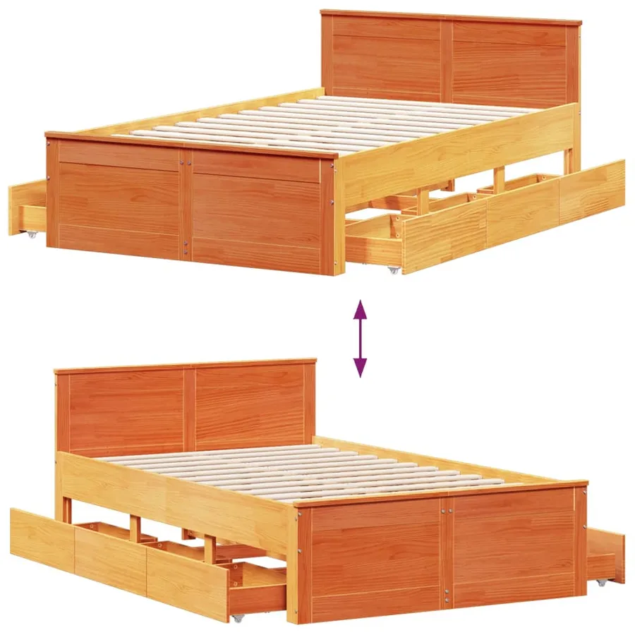 Cadre de lit sans matelas avec tête de lit brun cire 120x200 cm - 10