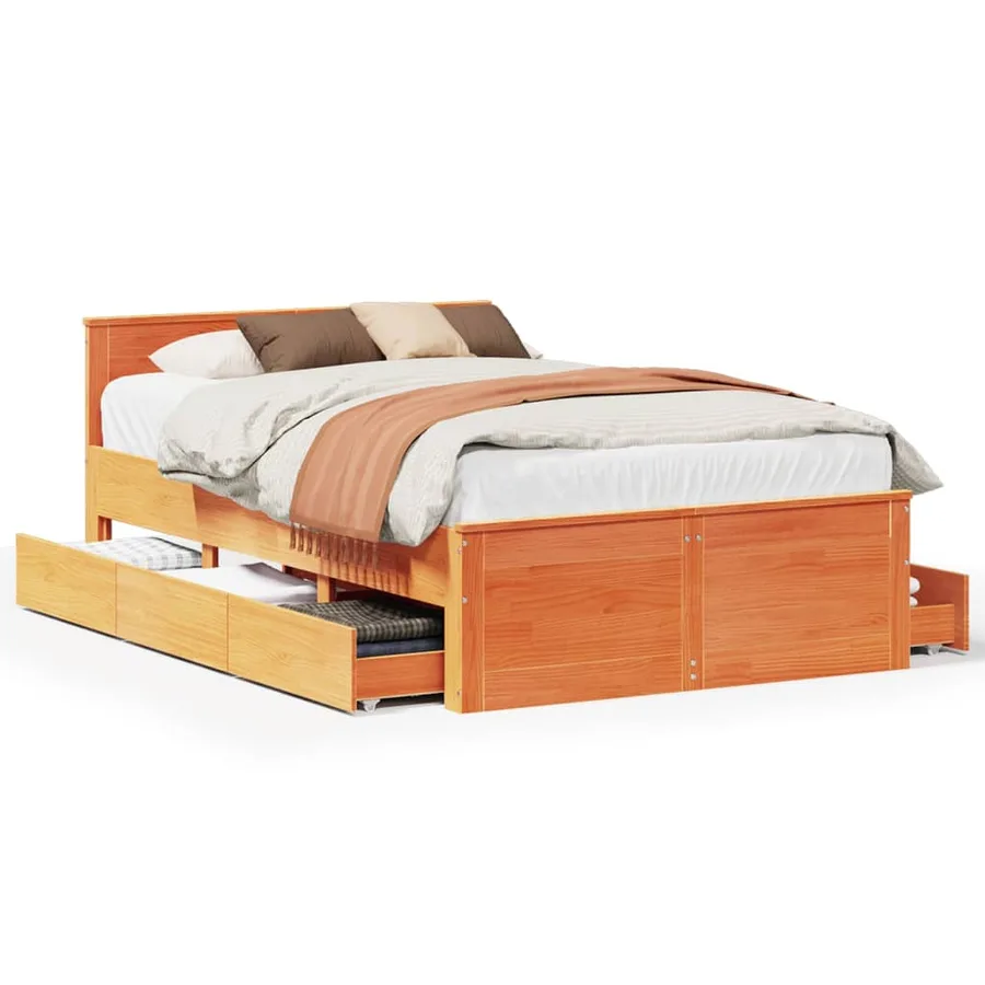 Cadre de lit sans matelas avec tête de lit brun cire 120x200 cm - 2