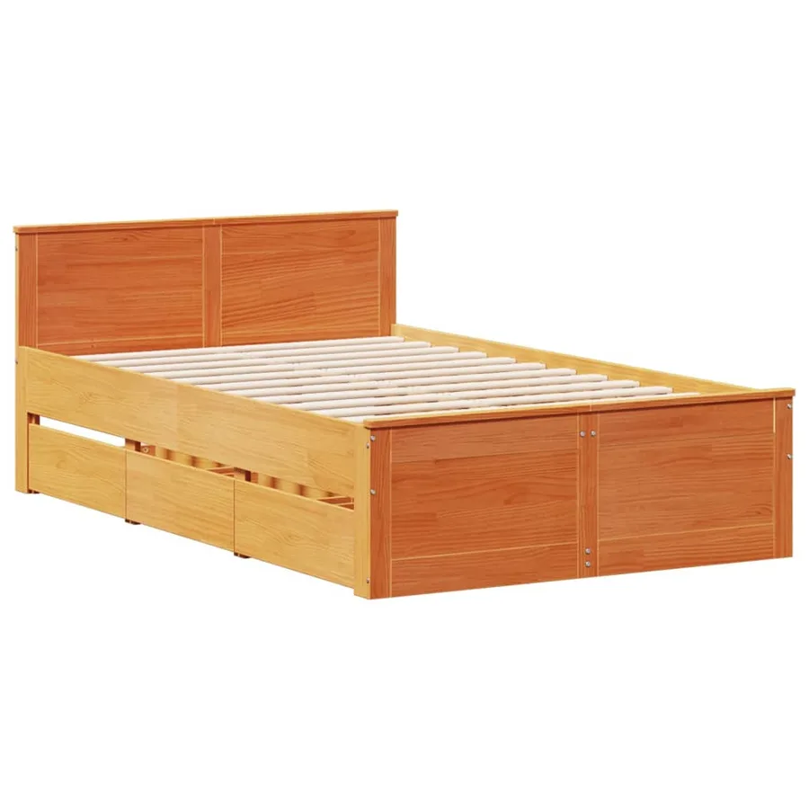Cadre de lit sans matelas avec tête de lit brun cire 120x200 cm - 3
