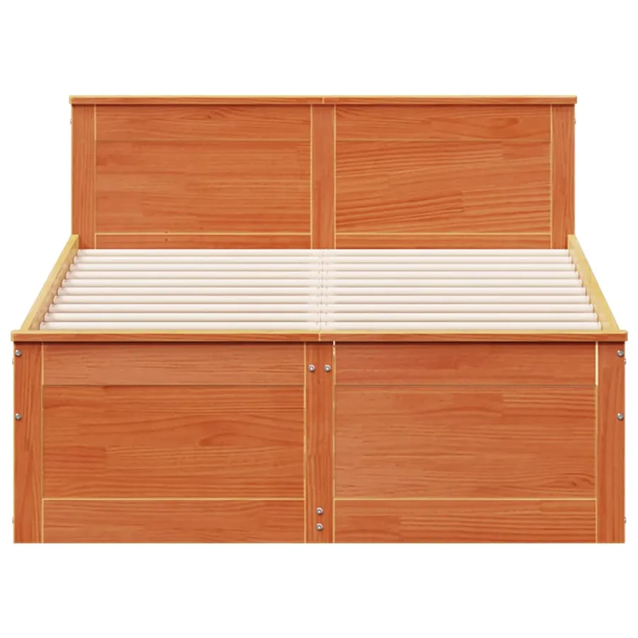 Cadre de lit sans matelas avec tête de lit brun cire 120x200 cm - 4