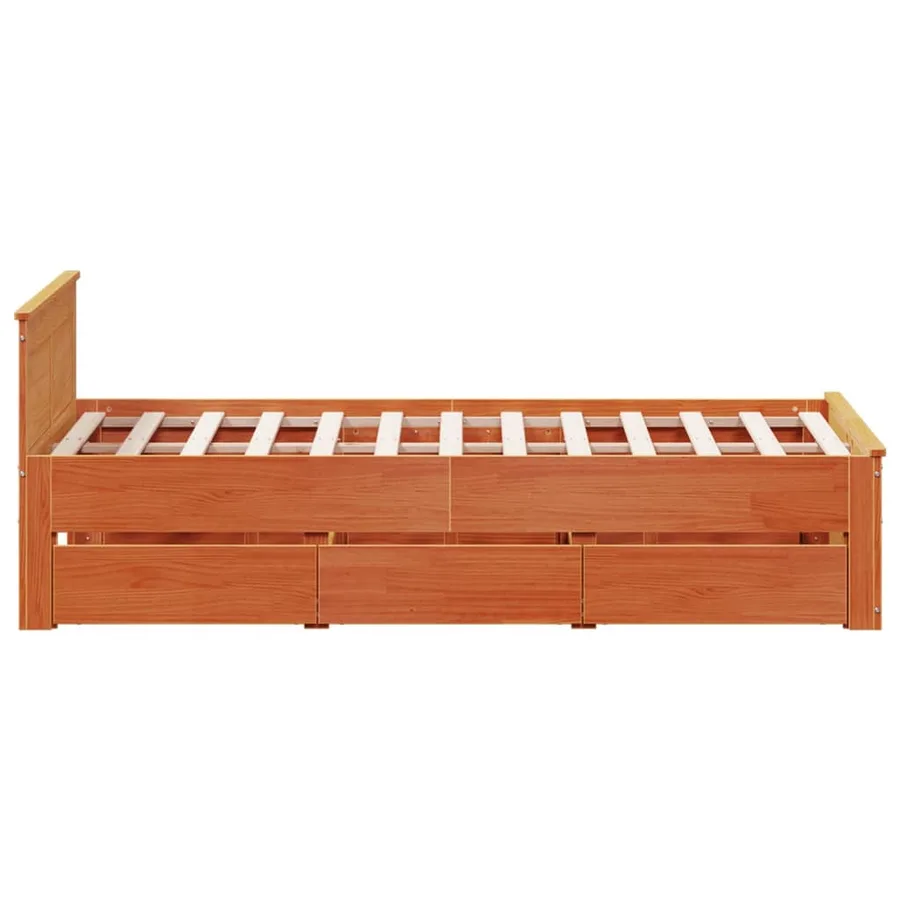 Cadre de lit sans matelas avec tête de lit brun cire 120x200 cm - 5