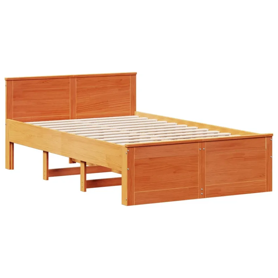 Cadre de lit sans matelas avec tête de lit brun cire 120x200 cm - 7